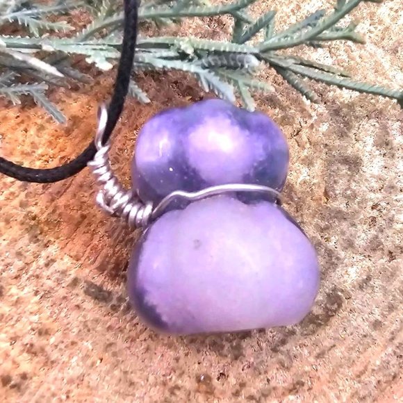 Nature Purple Fluorite Hand Carved Stacking Funny Pumpkin Pendant Necklace - Picture 9 of 10